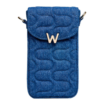 WOLF 1834 Mimi Swirl Phone Bag – Denim Ultrasuede Crossbody with Scarf - Image 1