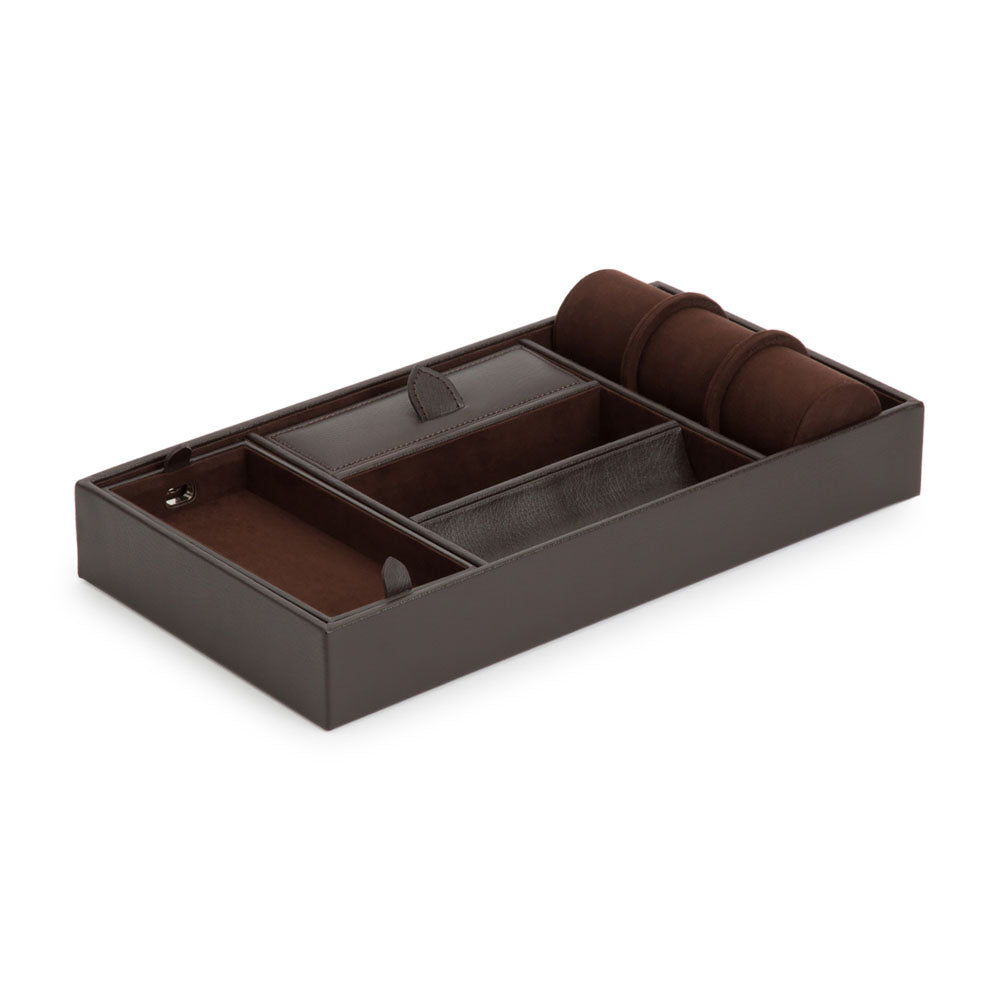 WOLF 1834 Blake Valet Tray with Watch Cuff – Brown Leather - Image 2