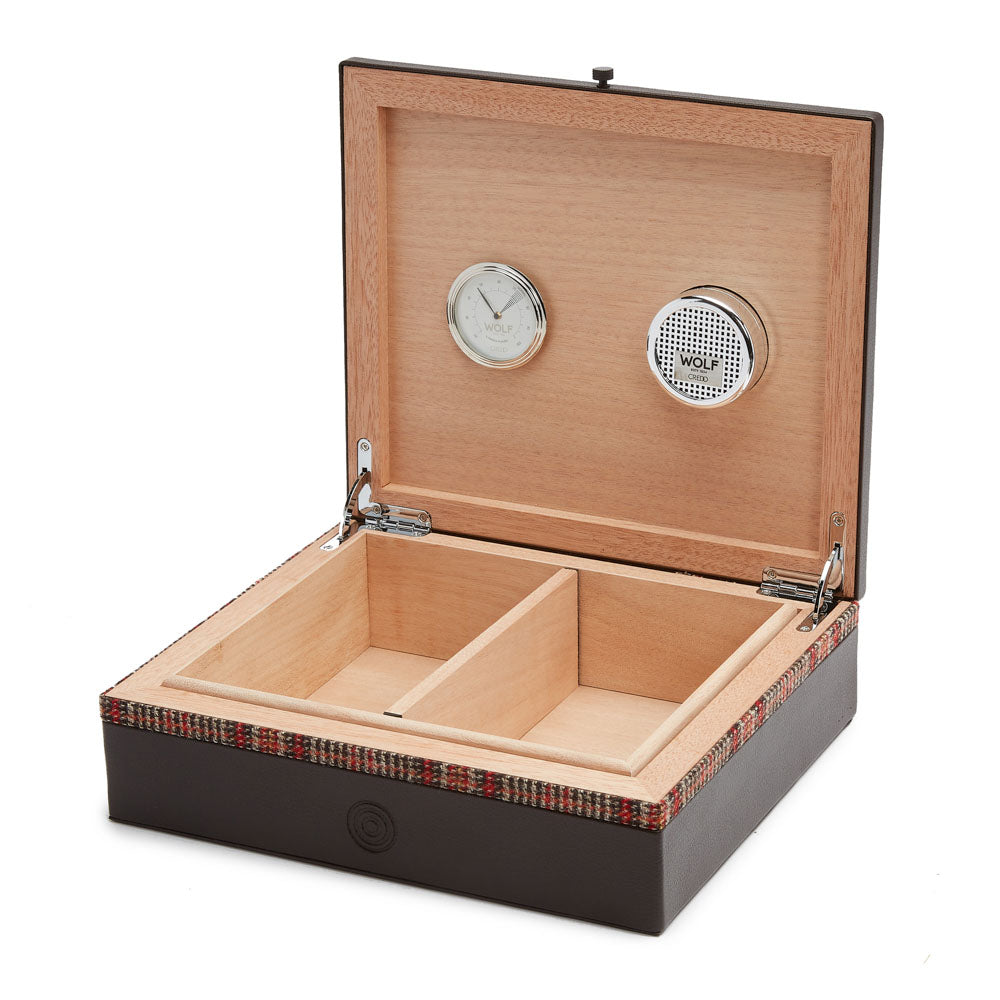 WOLF 1834 WM Brown Humidor – Brown Pebble Vegan Leather with Cedar Interior - Image 3