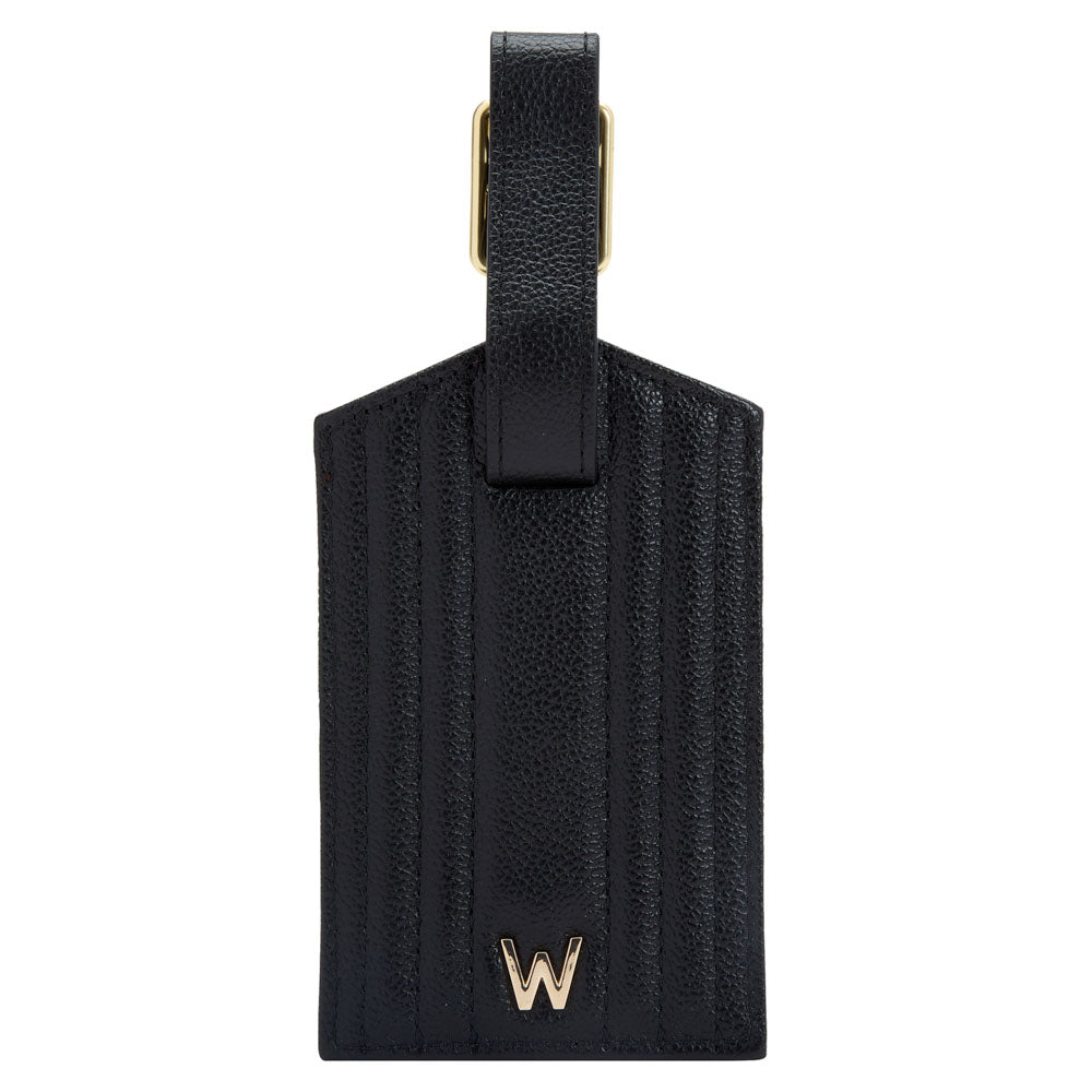 WOLF 1834 Mimi Luggage Tag – Quilted Polyurethane Travel Tag, Black - Image 1