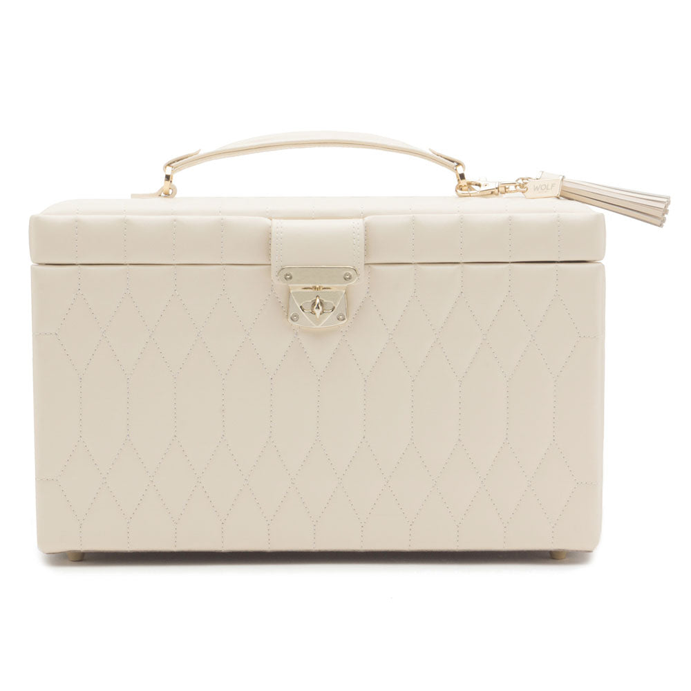 WOLF 1834 Caroline Large Jewelry Case - Ivory (19 Compartments + Travel Case) - Image 1