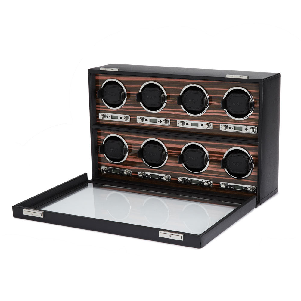 WOLF 1834 Roadster 8-Piece Watch Winder – Black Ebony Macassar - Image 2
