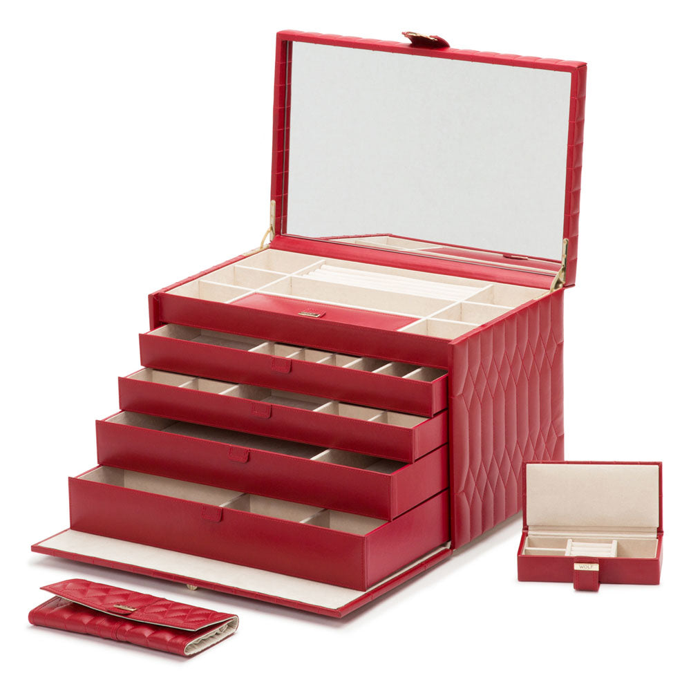 WOLF 1834 Caroline XL Jewelry Case Red | 43 Compartments - Image 3