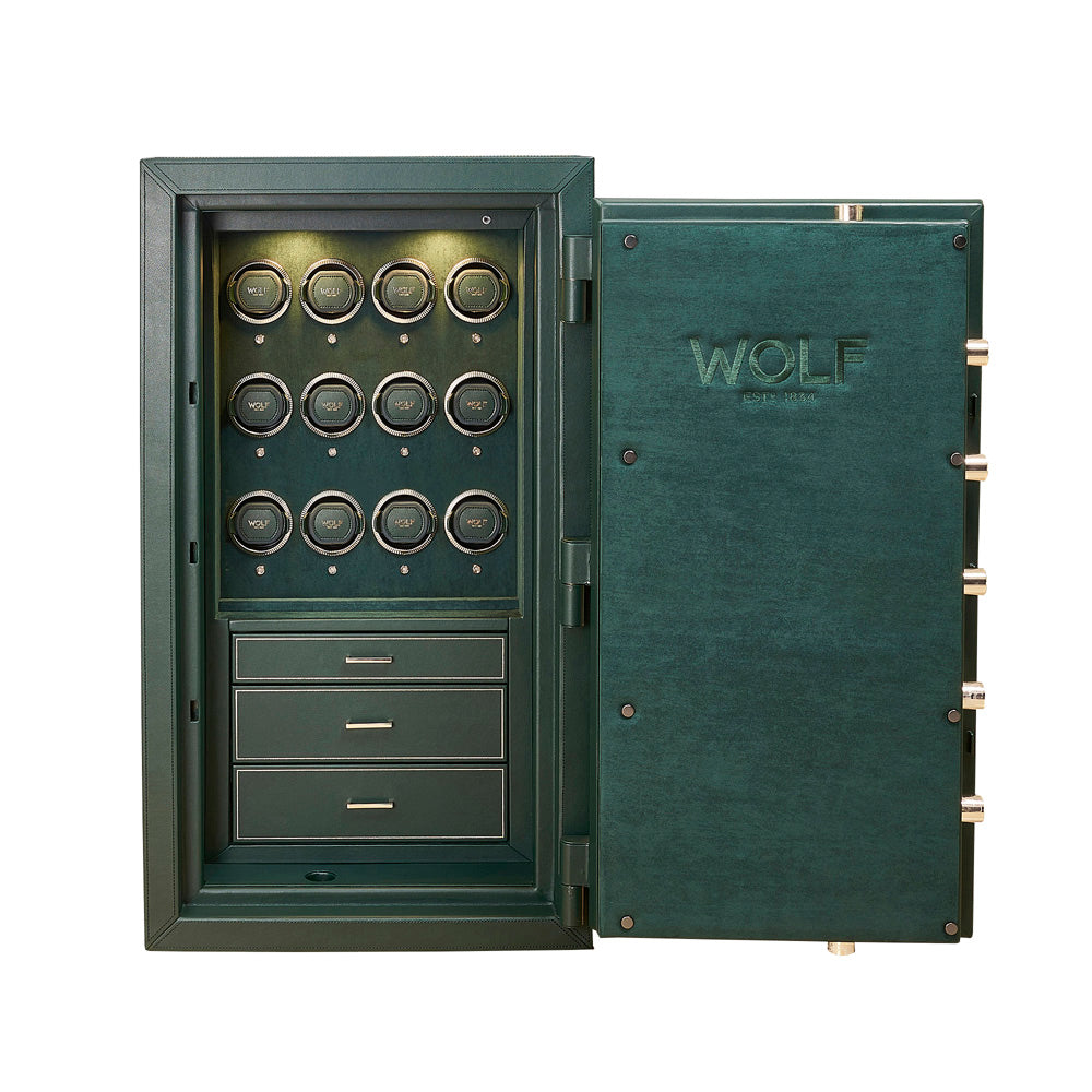 WOLF 1834 Athos 12-Piece Watch Winder & Jewelry Safe – Green - Image 2