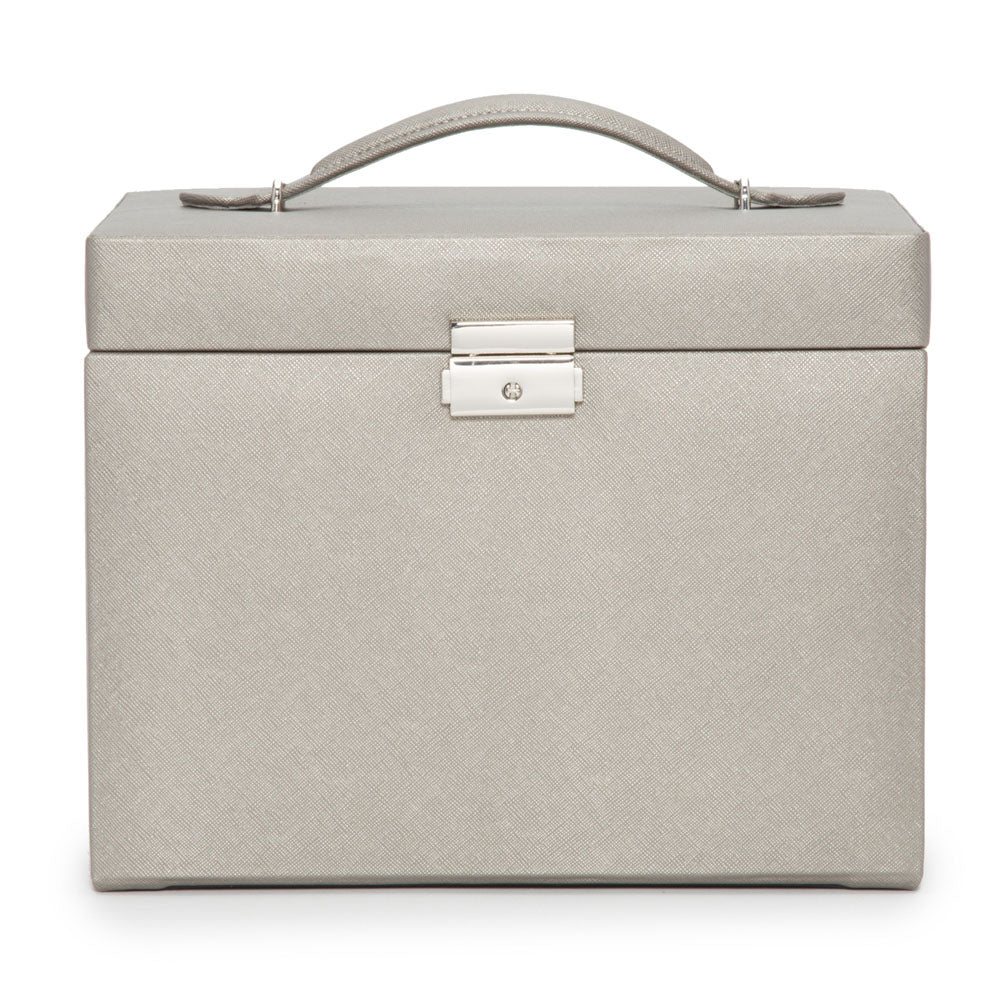 WOLF 1834 Heritage Medium Jewelry Box – Pewter Saffiano - Image 1