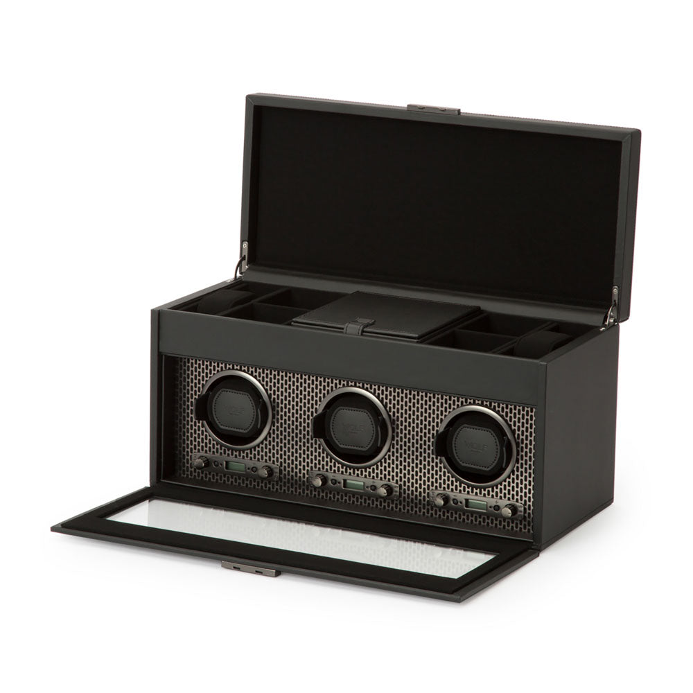 WOLF 1834 Axis Triple Watch Winder with Storage – Powder Coat - Image 3