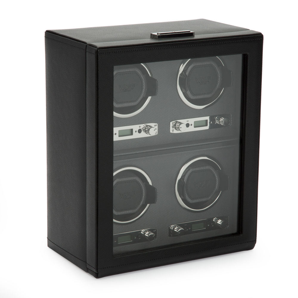 WOLF 1834 Classic 4 Piece Watch Winder - Black Vegan Leather - Image 2