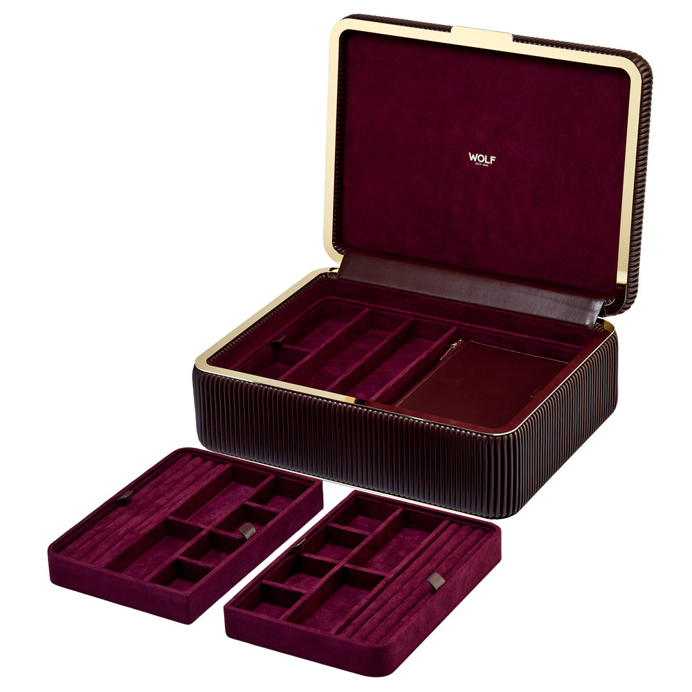 WOLF 1834 Bella Large Jewelry Box – Bordeaux, 3 Removable Trays with LusterLoc™ Lining - Image 5