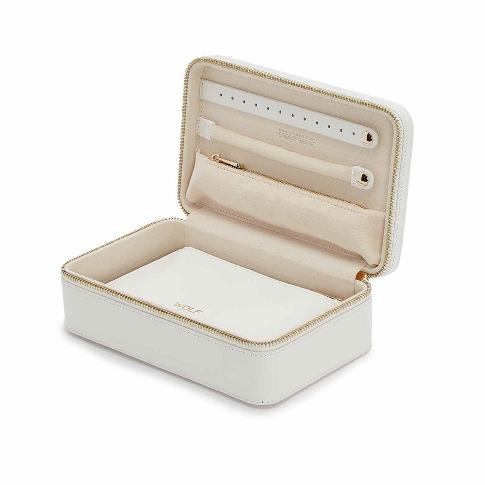 WOLF 1834 Maria Medium Zip Case - White Leather Jewelry Travel Case - Image 4