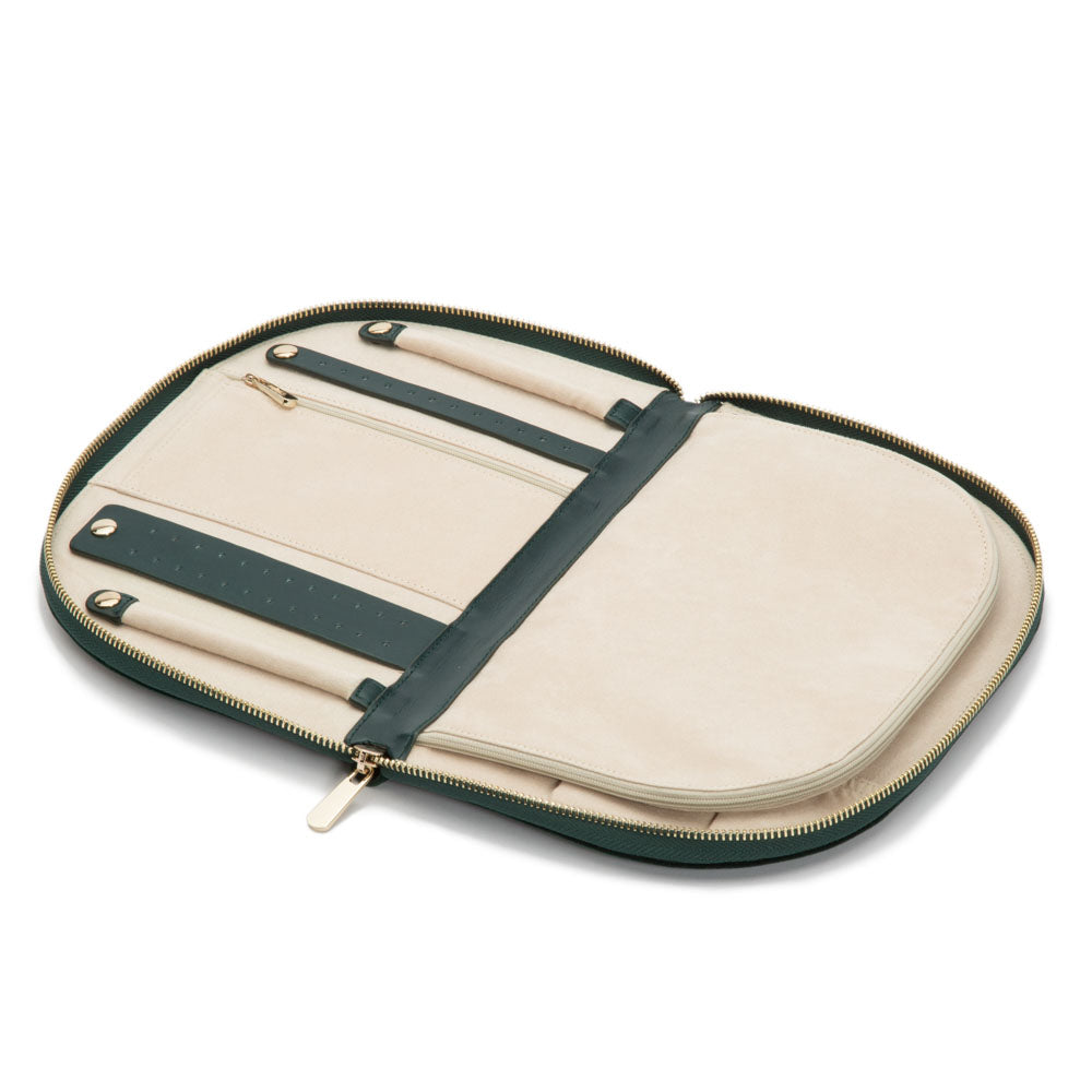 WOLF 1834 Zoe Portfolio – Forest Green Velvet Jewelry Travel Case - Image 3