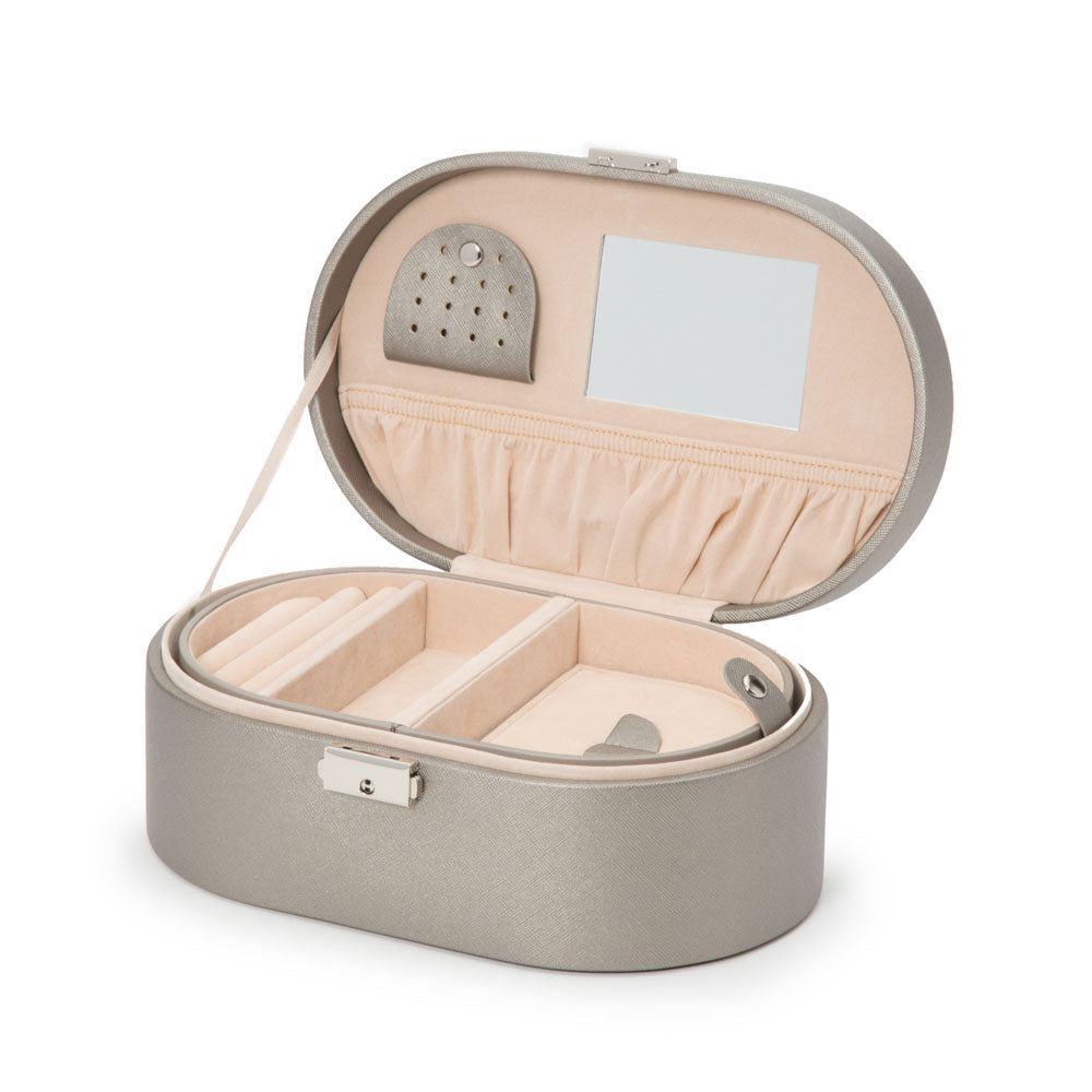 WOLF 1834 Heritage Oval Jewelry Box – Pewter Saffiano - Image 3