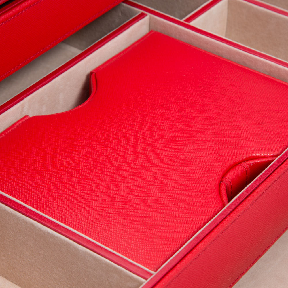 WOLF 1834 Heritage Jewelry Armoire – Red Saffiano Vegan Leather with Travel Case - Image 7