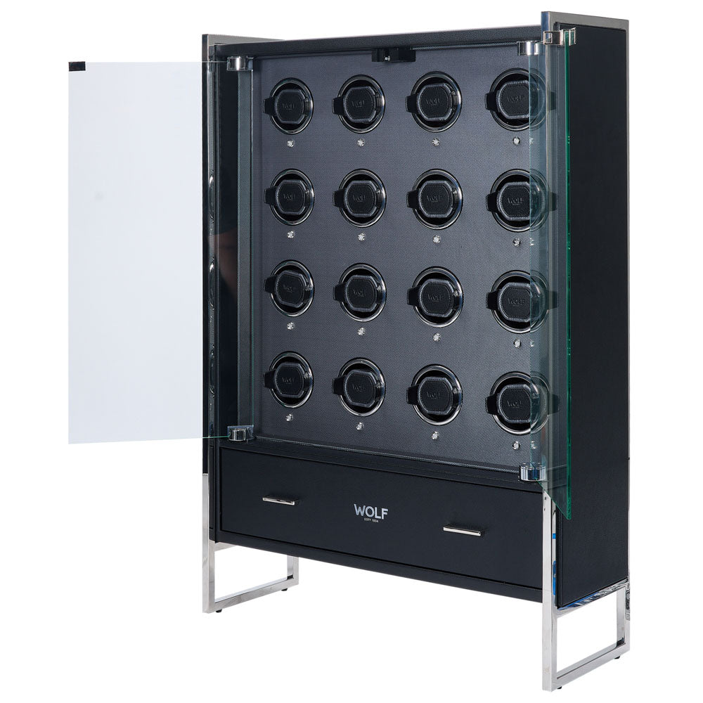 WOLF 1834 Classic 16 Piece Watch Winder Cabinet – Black - Image 3