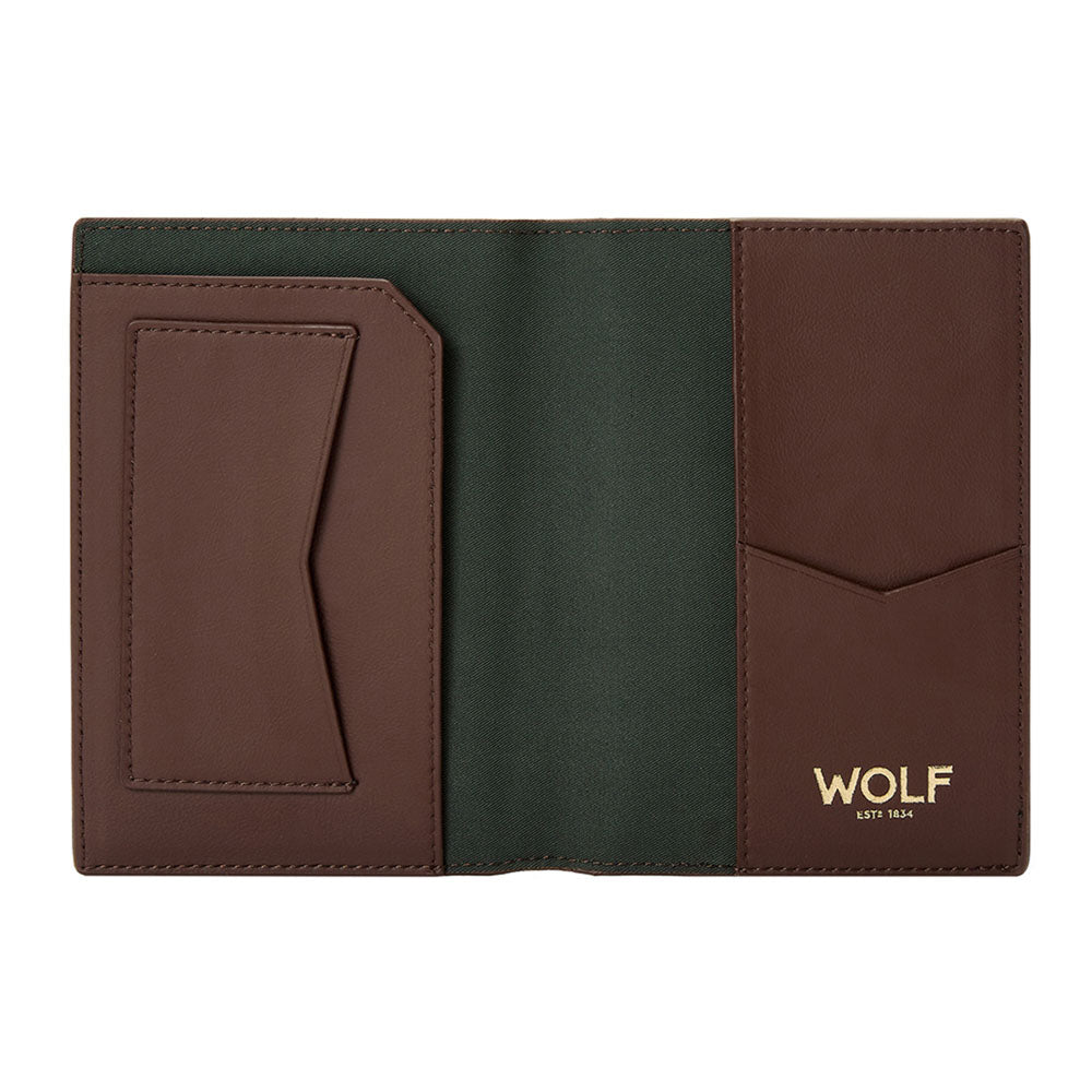 WOLF 1834 Signature Passport Sleeve - Brown | RFID Protection, 3 Card Slots - Image 3
