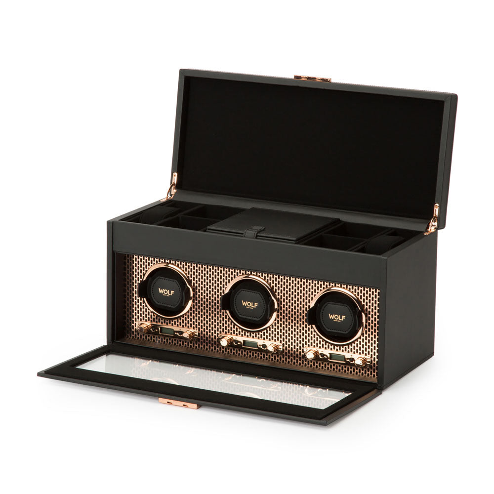 WOLF 1834 Axis Triple Watch Winder with Storage – Copper - Image 3