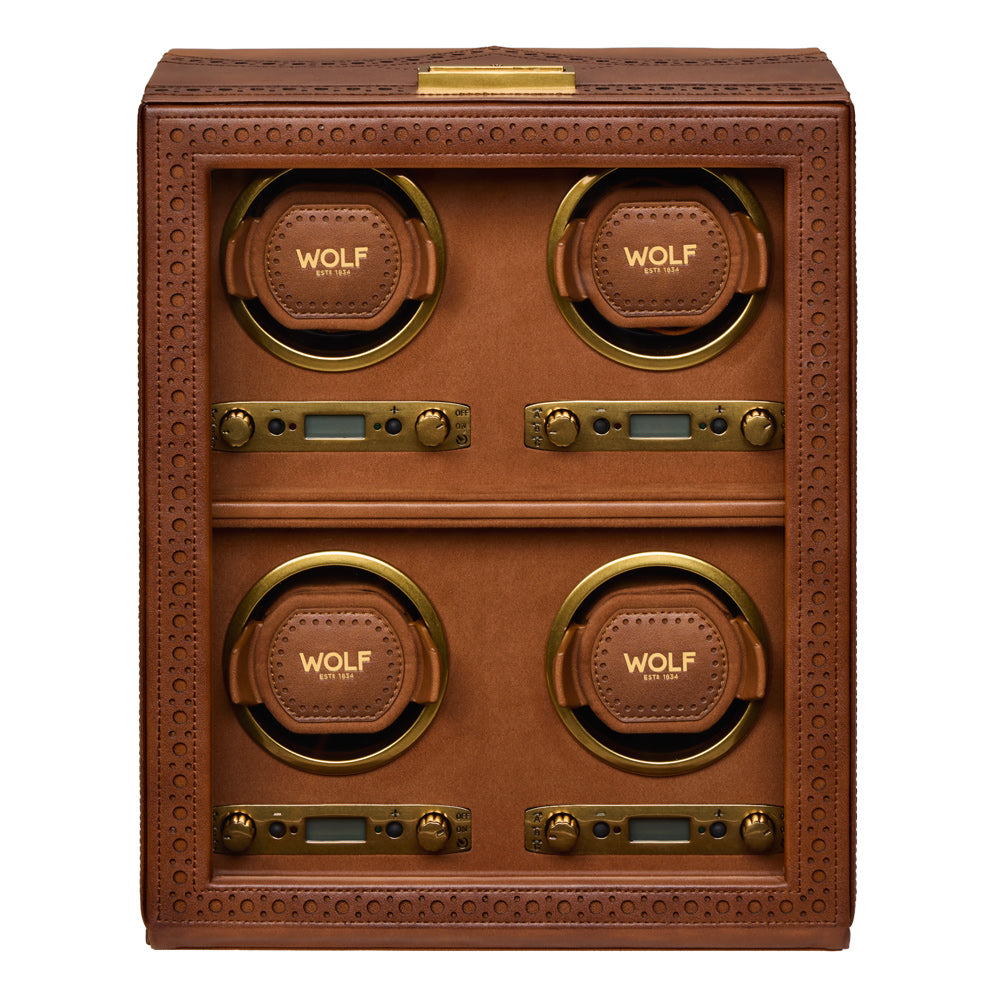 WOLF 1834 Brogue 4-Piece Watch Winder - Burnished Brown - Image 1