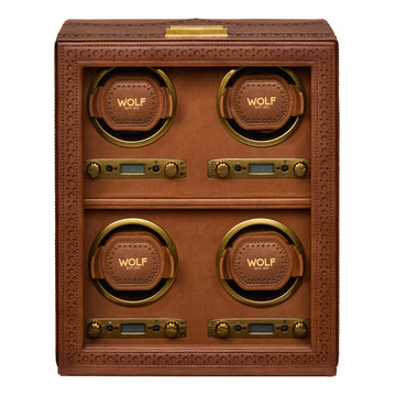 WOLF 1834 Brogue 4-Piece Watch Winder - Burnished Brown - Image 1