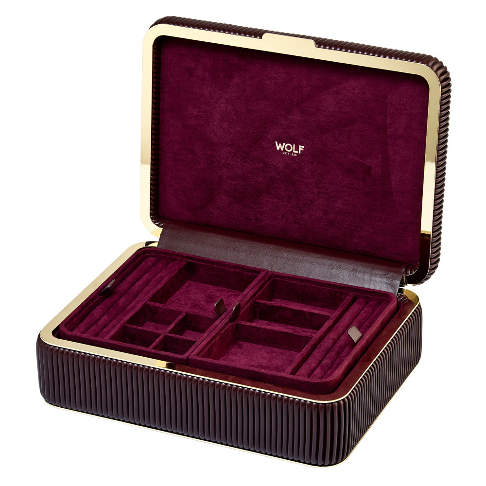 WOLF 1834 Bella Medium Jewelry Box - Bordeaux Vegan Leather with LusterLoc™ Anti-Tarnish Lining - Image 3