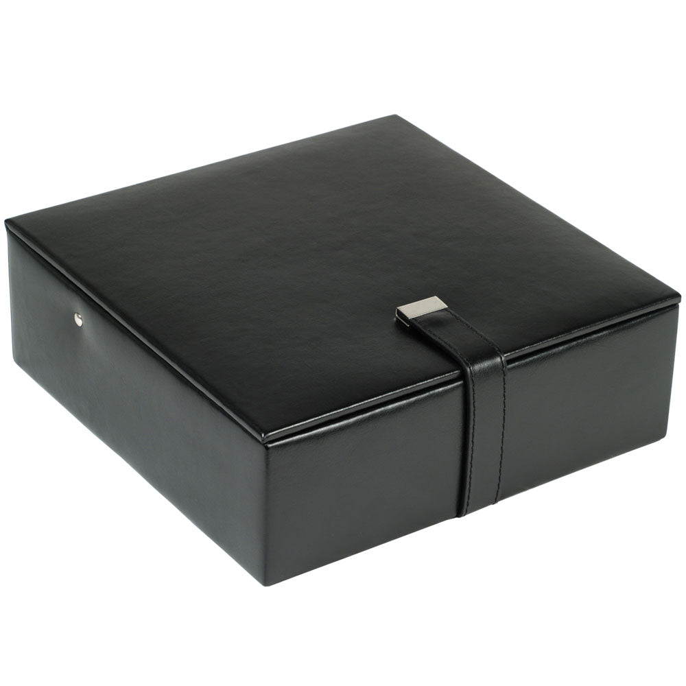 WOLF 1834 Heritage Large Valet Case - Black Faux Leather with 13 Compartments & Watch Roll - Image 2