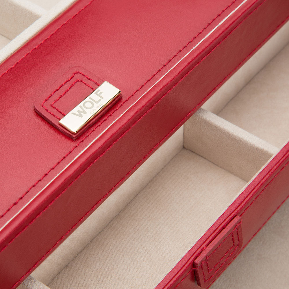 WOLF 1834 Caroline Large Jewelry Case – Red, 19 Compartments with Travel Case - Image 5