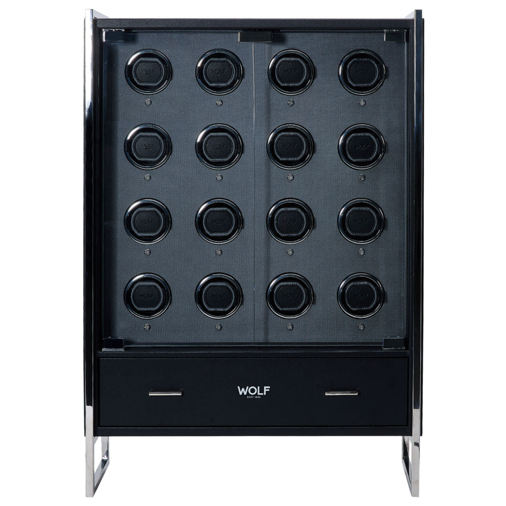 WOLF 1834 Classic 16 Piece Watch Winder Cabinet – Black - Image 1