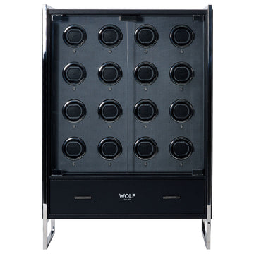 WOLF 1834 Classic 16 Piece Watch Winder Cabinet – Black - Image 1