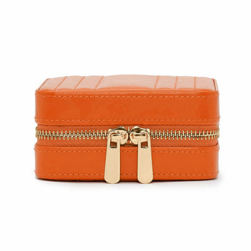 WOLF 1834 Maria Small Zip Case - Tangerine Leather Jewelry Travel Case - Image 1
