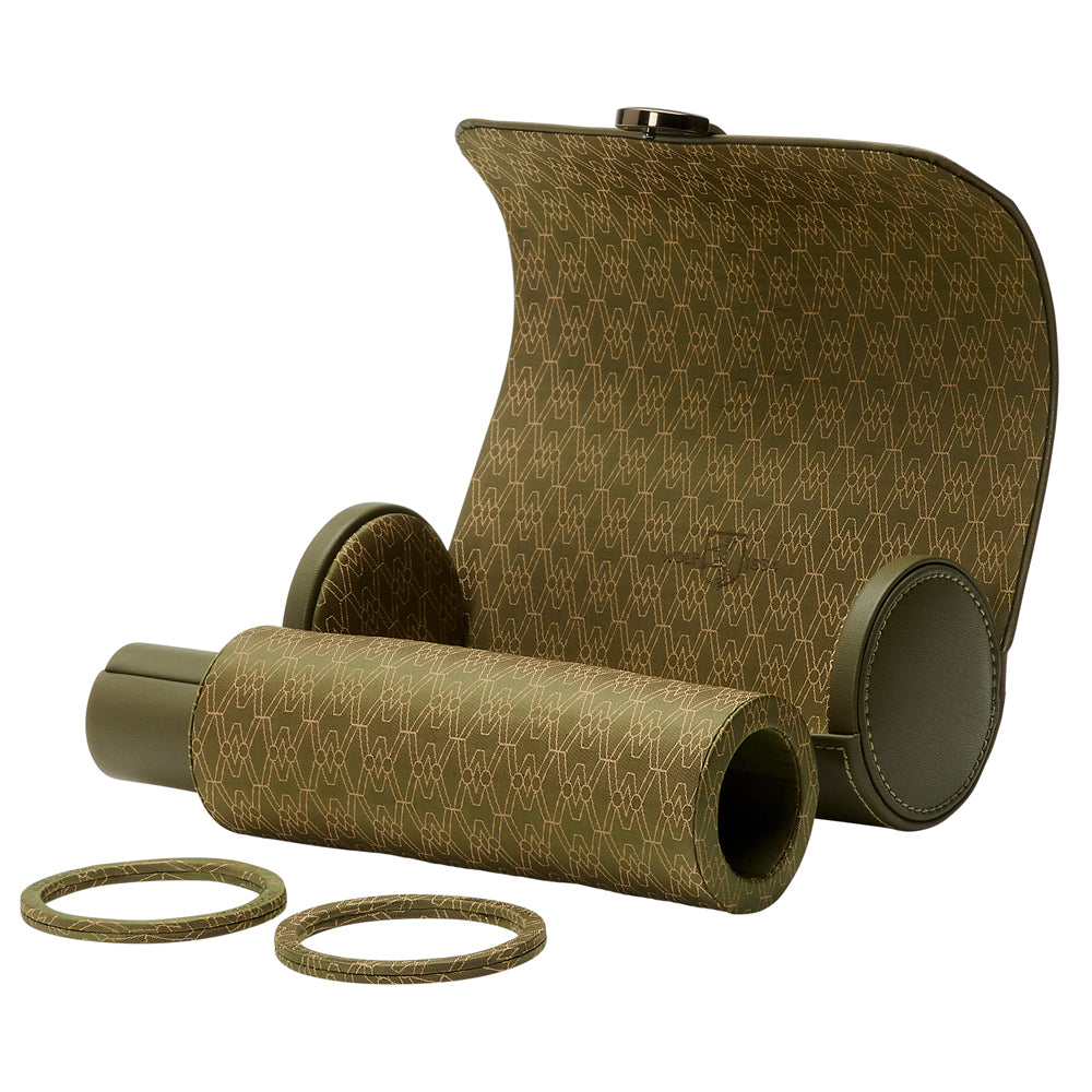 WOLF 1834 Earth Triple Watch Roll – Olive Apple Leather - Image 4