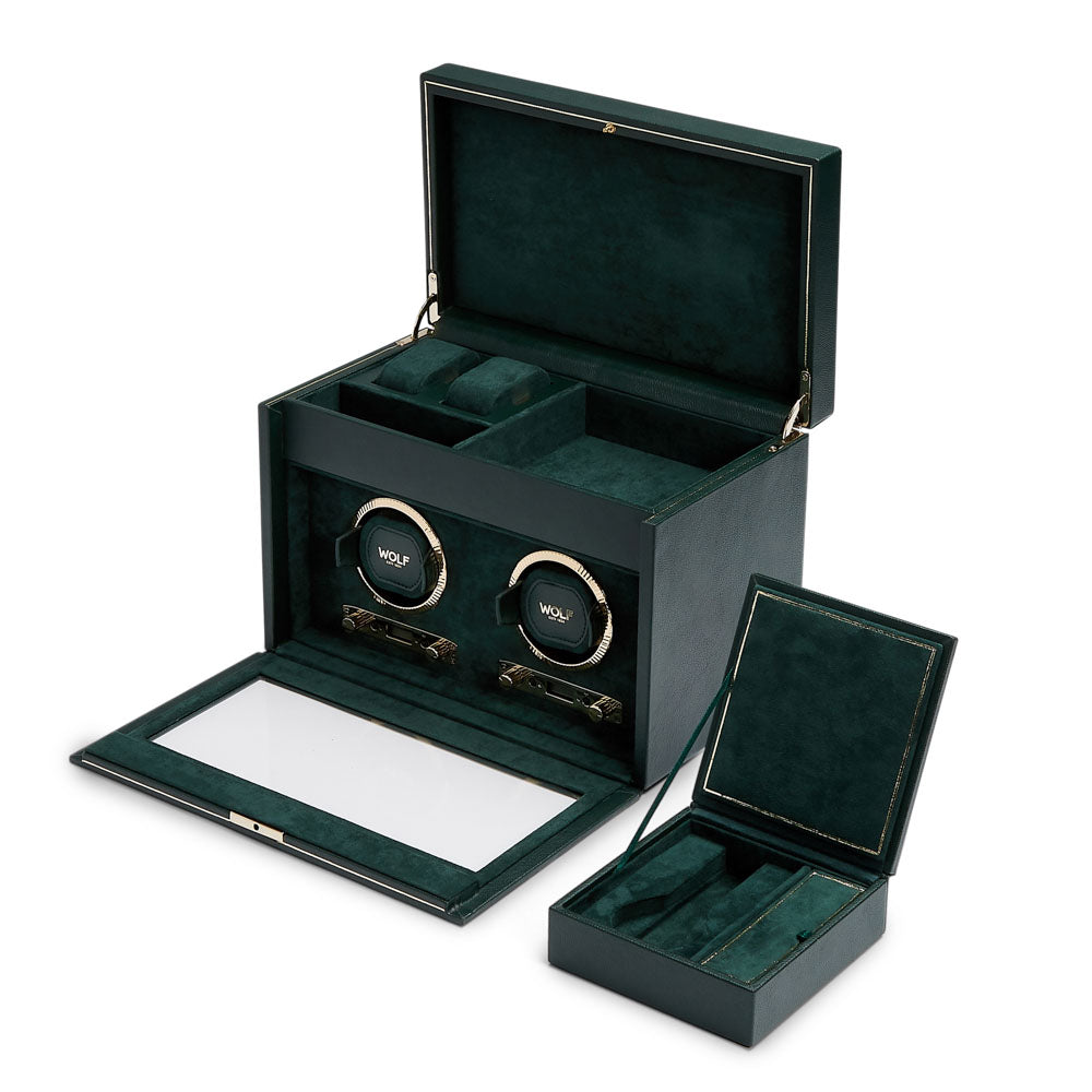 WOLF 1834 British Racing Double Watch Winder with Storage - Green - Image 4