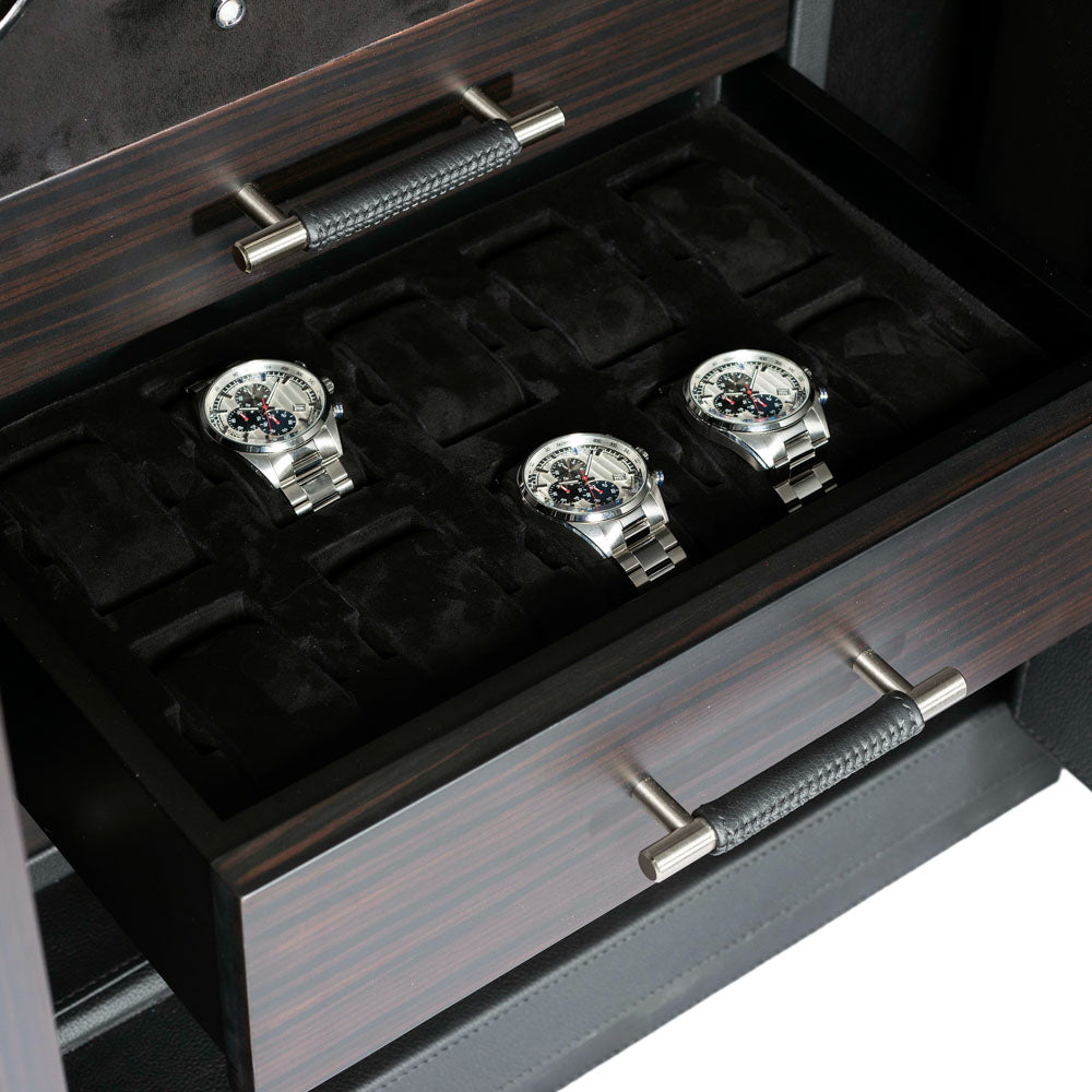 WOLF 1834 Churchill 24-Piece Watch Winder Safe – Ebony Macassar - Image 7