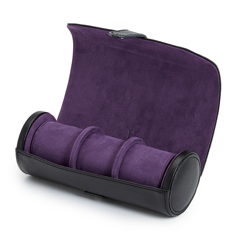 WOLF 1834 Heritage Watch Roll – Blake Black/Purple (3 Watch Capacity) - Image 3