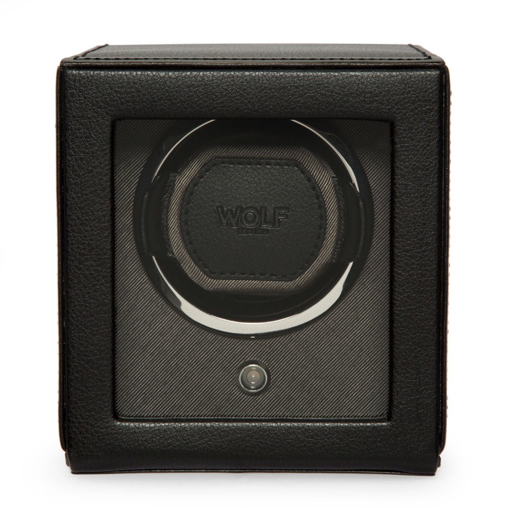 WOLF 1834 Cub Single Watch Winder with Cover - Black - Image 1
