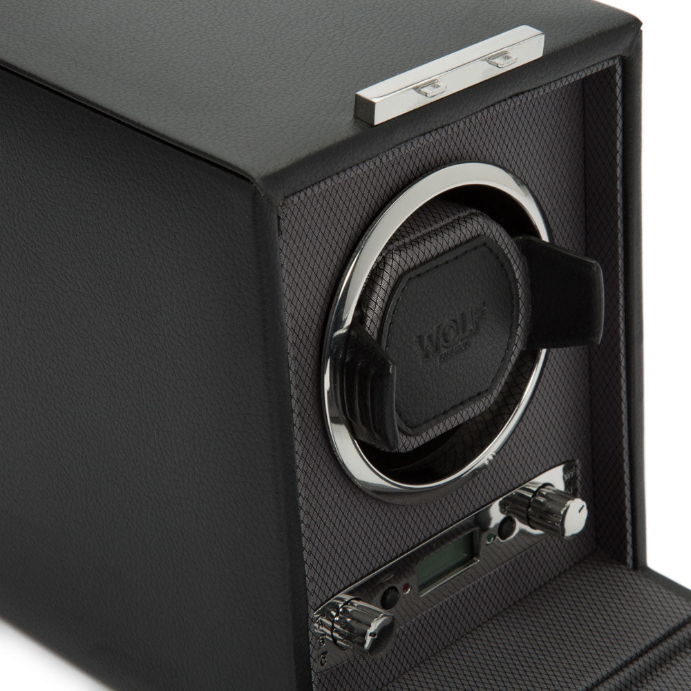 WOLF 1834 Classic Single Watch Winder – Black Vegan Leather - Image 4