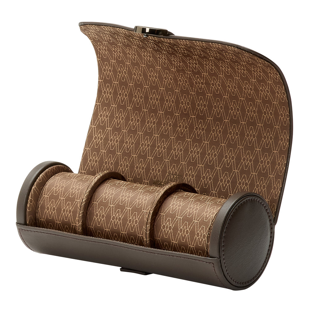WOLF 1834 Earth Triple Watch Roll – Coffee Apple Leather, 3‑Watch Capacity - Image 3