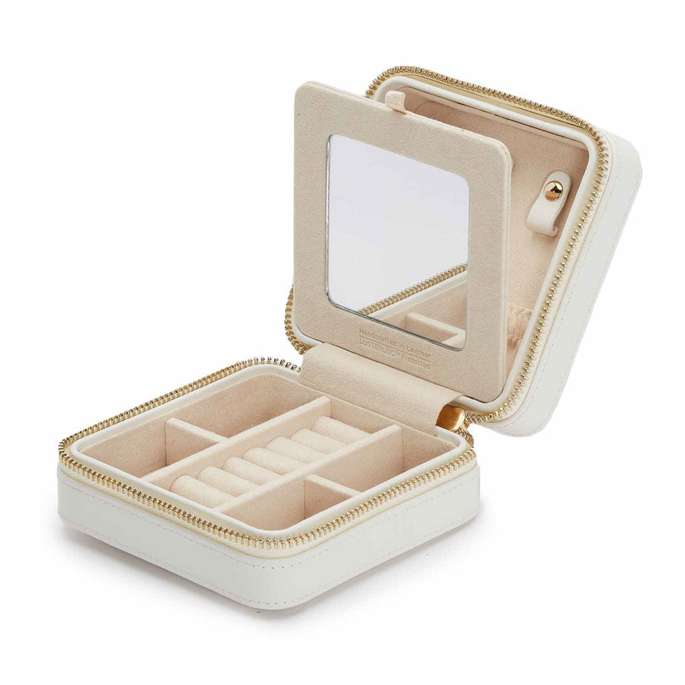 WOLF 1834 Maria Small Zip Case – White Leather Jewelry Travel Case - Image 4