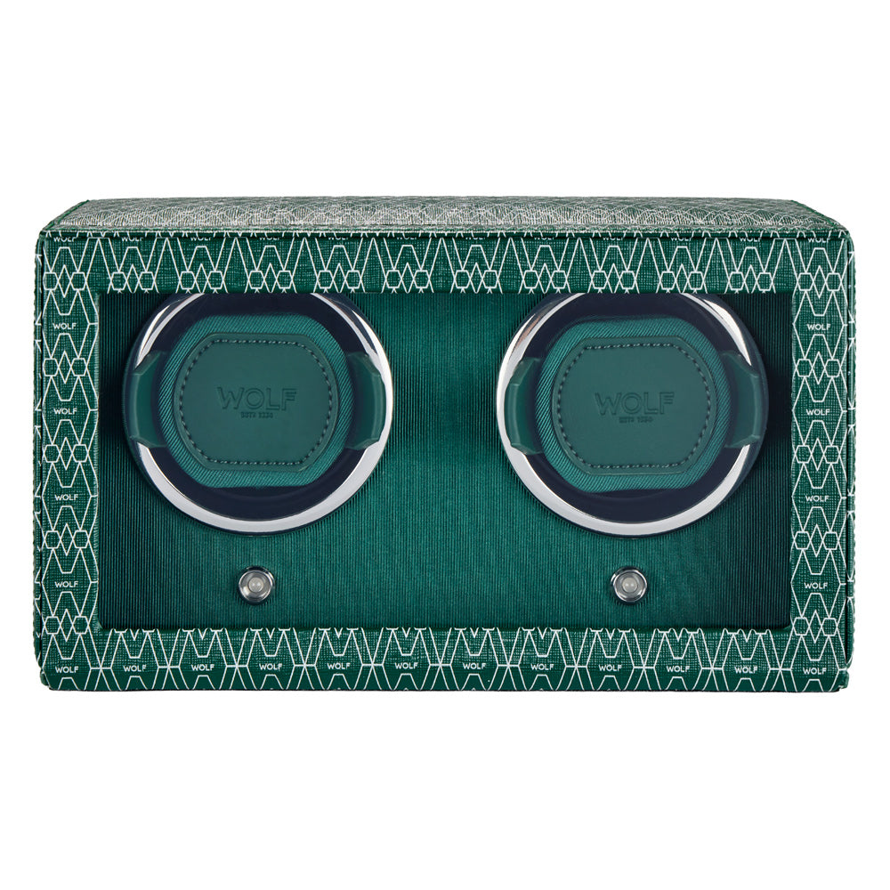 WOLF 1834 Signature Double Watch Winder – Green (2 Watch Capacity) - Image 1
