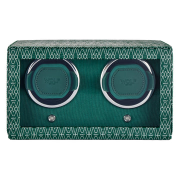 WOLF 1834 Signature Double Watch Winder – Green (2 Watch Capacity) - Image 1