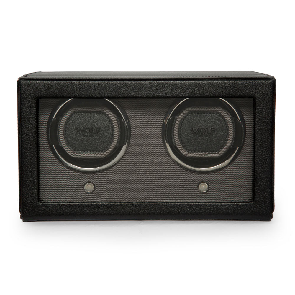 WOLF 1834 Cub Double Watch Winder with Cover – Black (2 Watch Capacity) - Image 1