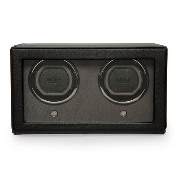 WOLF 1834 Cub Double Watch Winder with Cover – Black (2 Watch Capacity) - Image 1