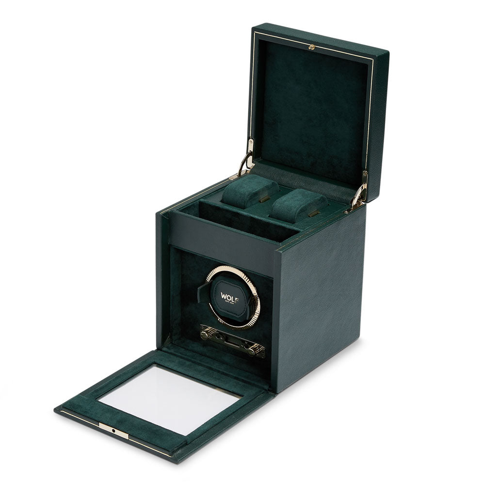 WOLF 1834 British Racing Single Watch Winder with Storage - Green - Image 3