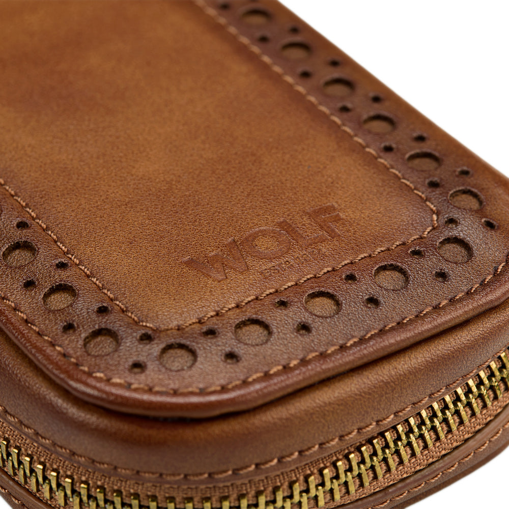 WOLF 1834 Brogue 2-Piece Watch Zip Case - Burnished Brown - Image 7