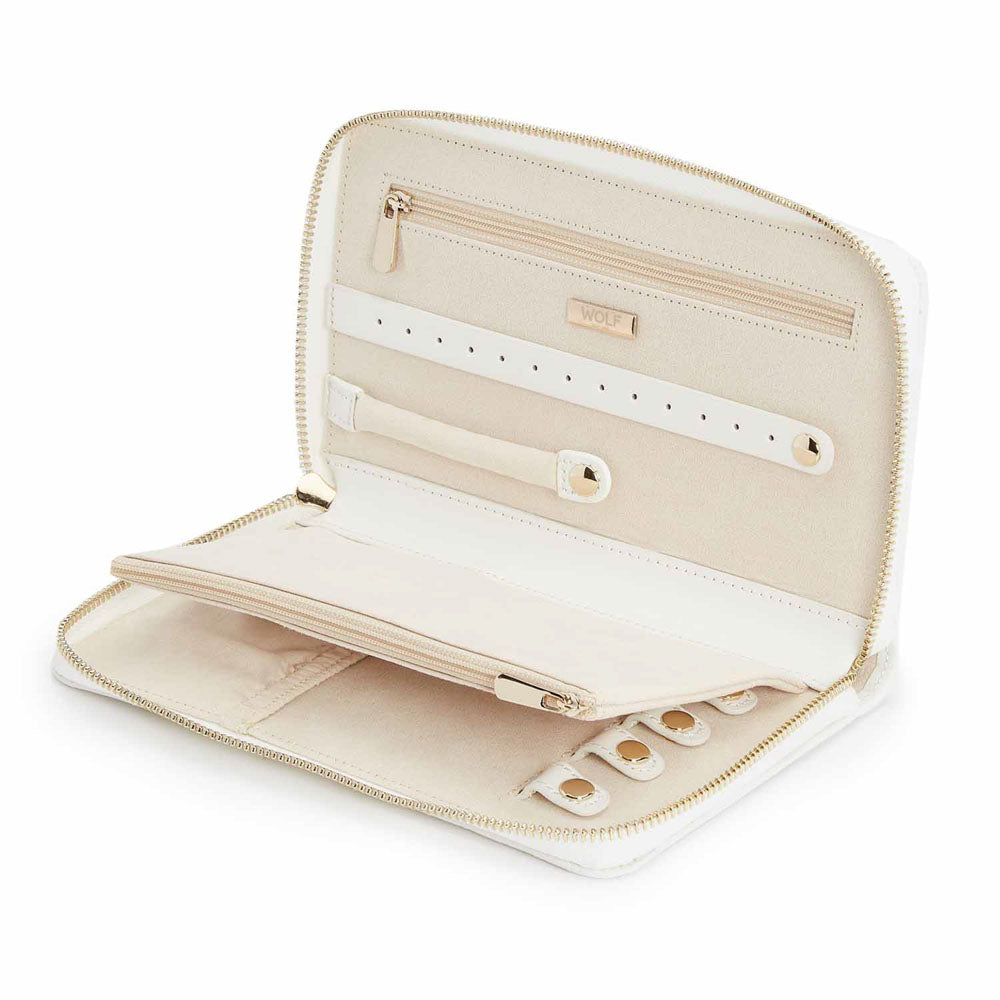 WOLF 1834 Maria Jewelry Portfolio – White Leather Travel Case - Image 3