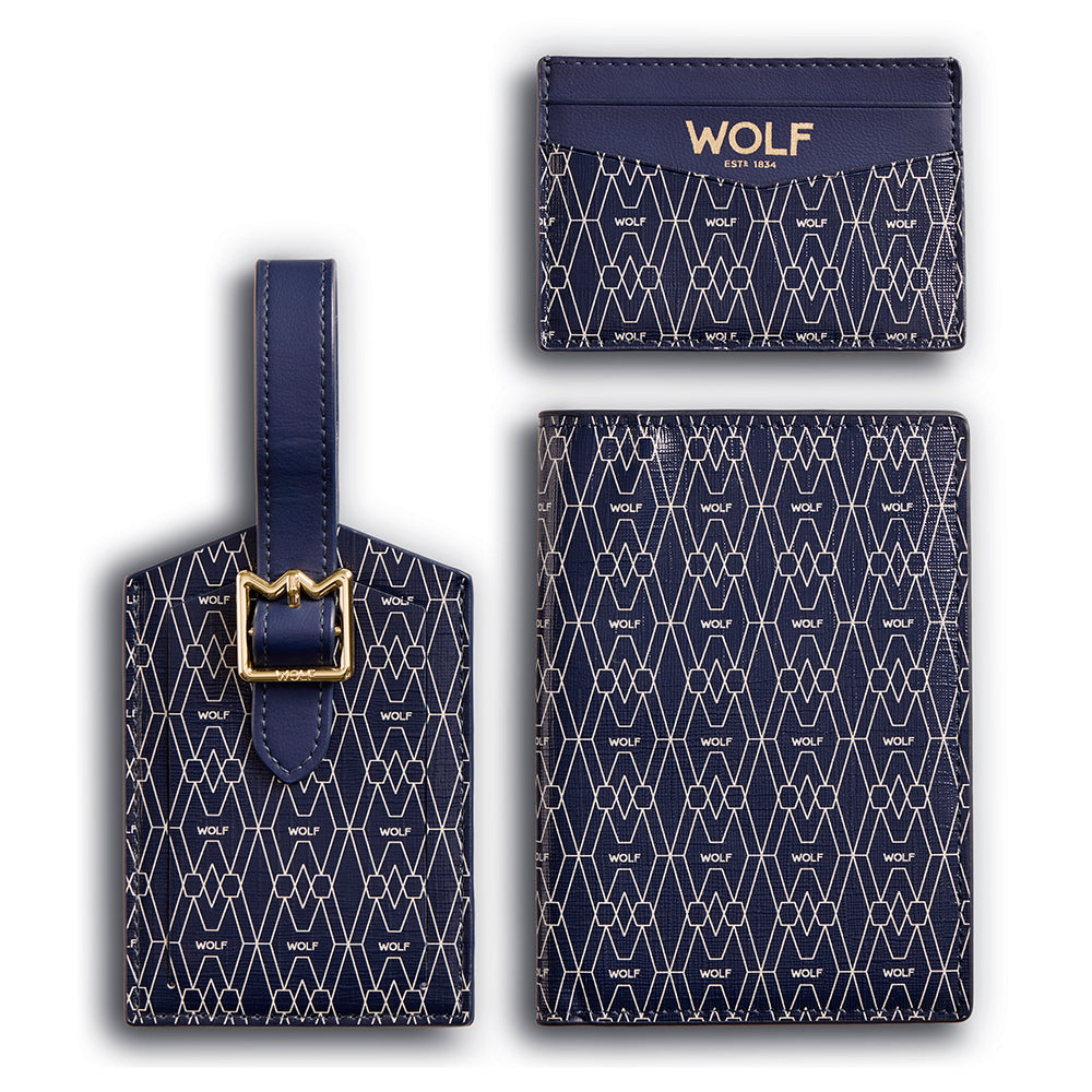 WOLF 1834 Signature Passport, Card Case & Luggage Tag Gift Set – Blue - Image 2