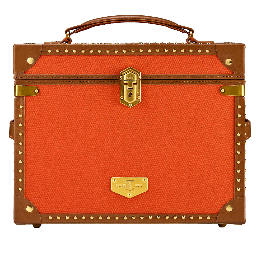 WOLF 1834 Ida Trunk Jewelry Box – Orange, 11" L x 8.5" W x 8.75" H - Image 1