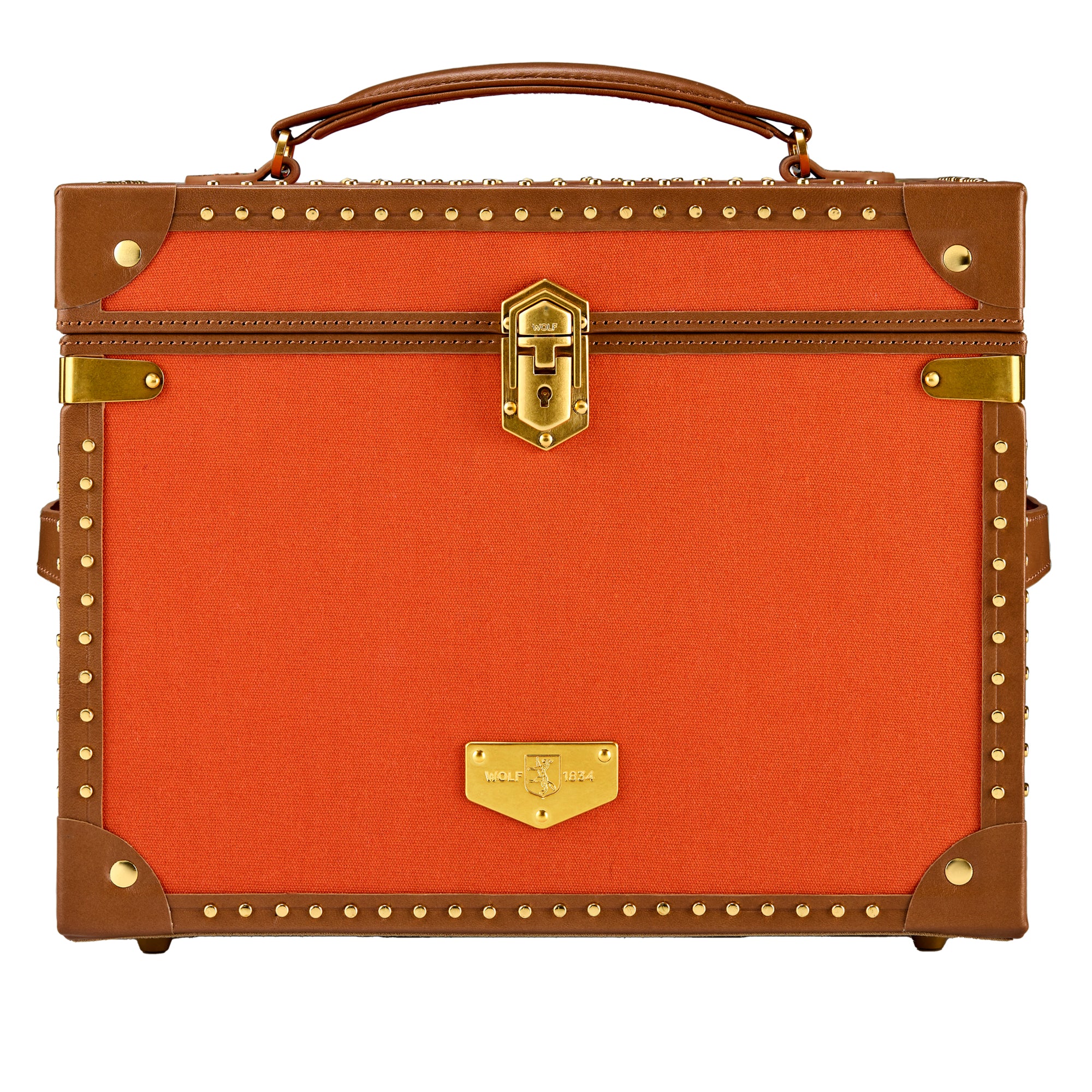 WOLF 1834 Ida Trunk Jewelry Box – Orange, 11" L x 8.5" W x 8.75" H - Image 1