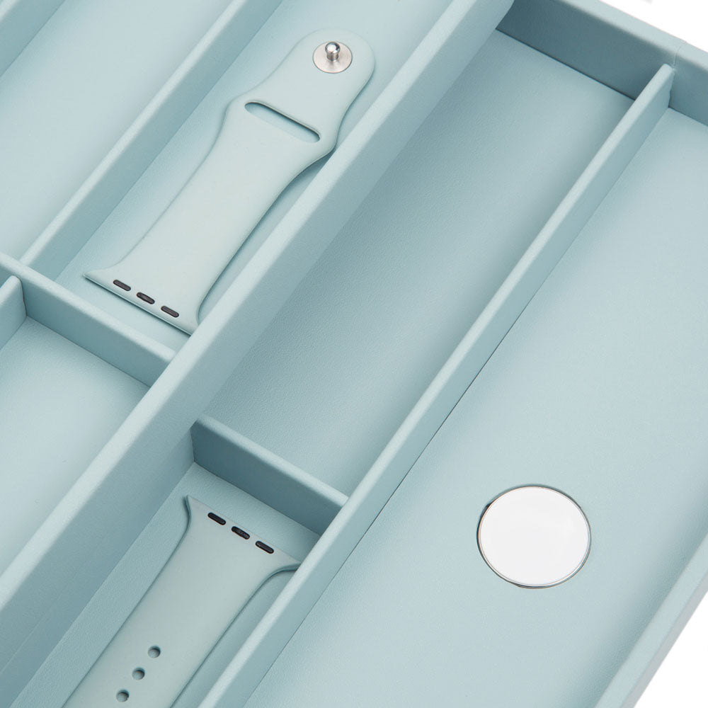WOLF 1834 Watch Valet with Strap Tray for Apple Watch – Aqua - Image 3