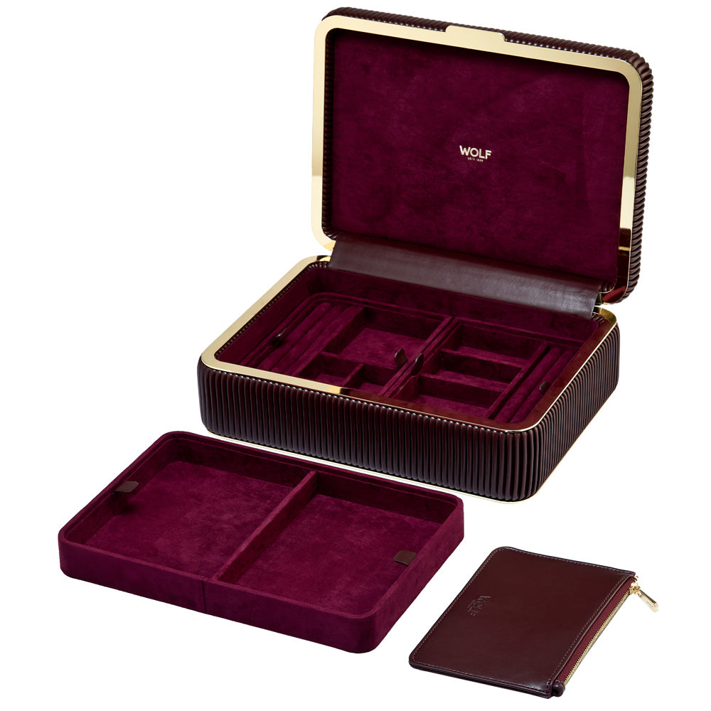 WOLF 1834 Bella Medium Jewelry Box - Bordeaux Vegan Leather with LusterLoc™ Anti-Tarnish Lining - Image 6
