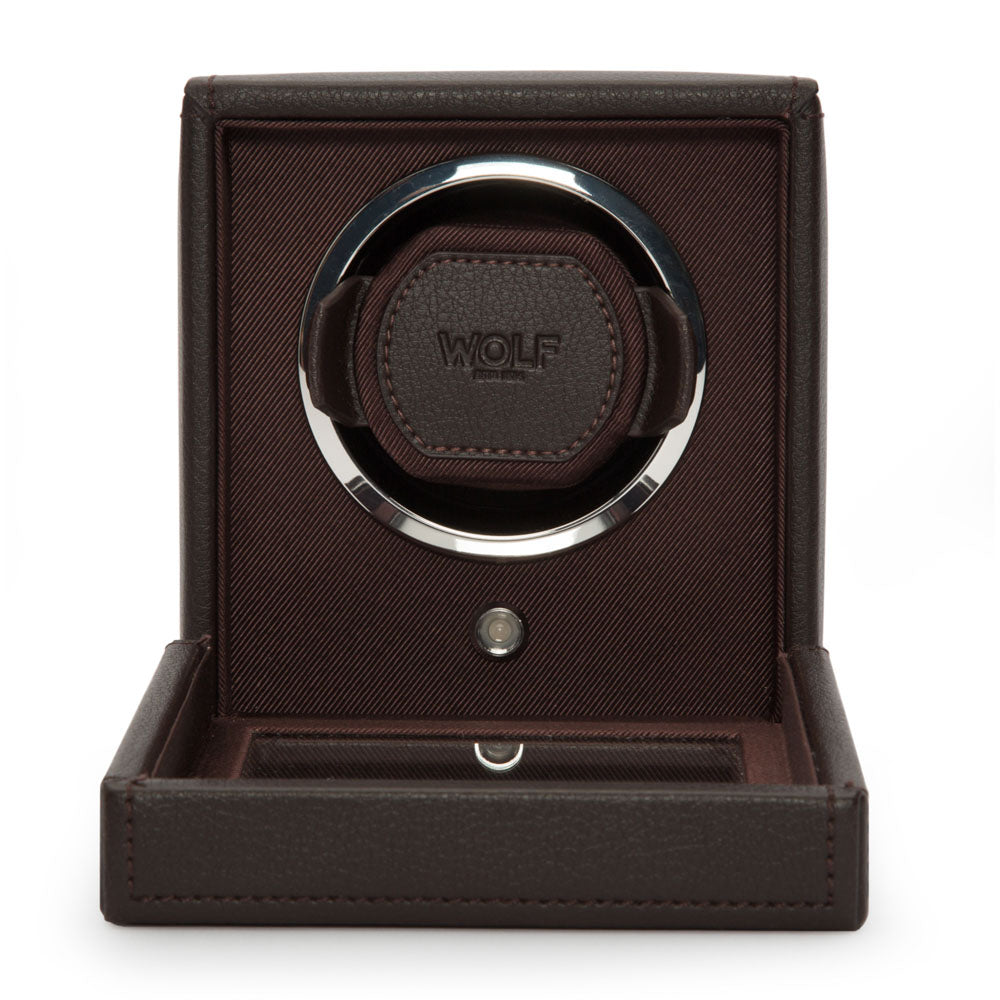 WOLF 1834 Cub Single Watch Winder with Cover – Brown Vegan Leather - Image 3