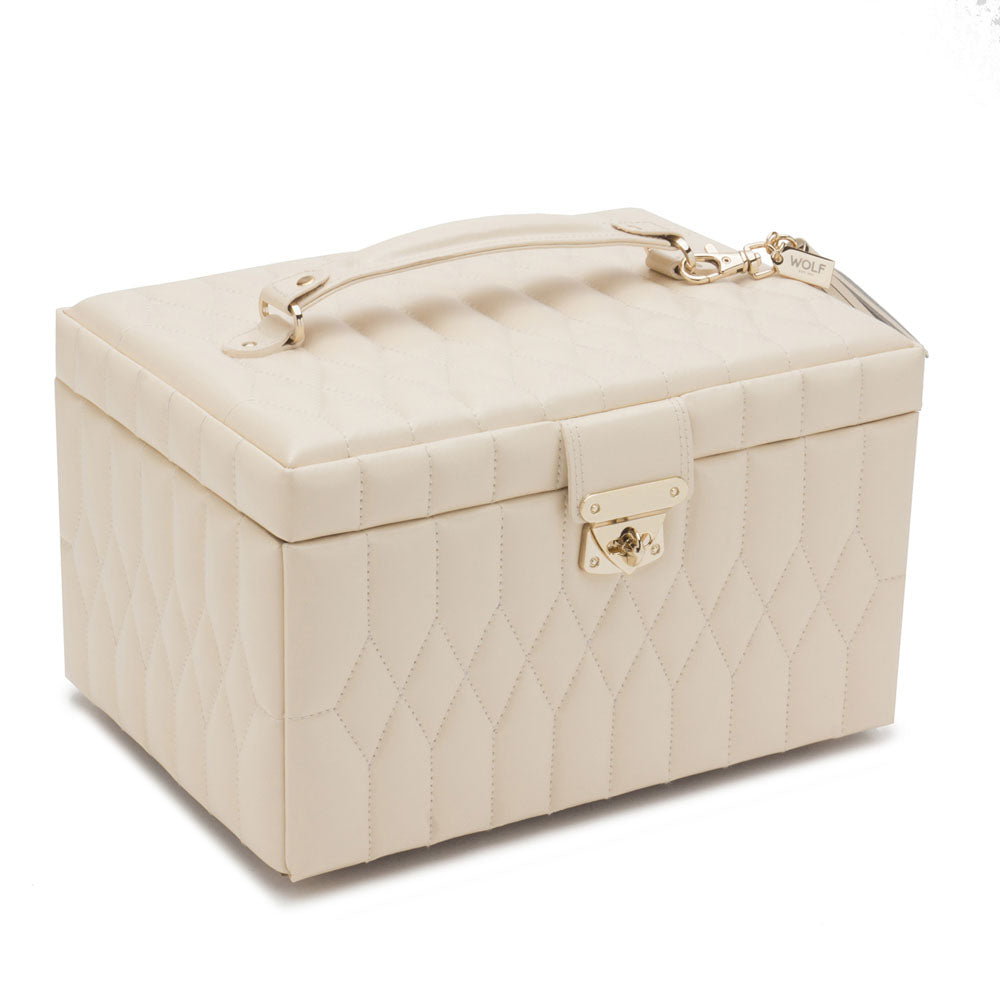 WOLF 1834 Caroline Medium Jewelry Case – Ivory, 15 Compartments with Travel Case - Image 2
