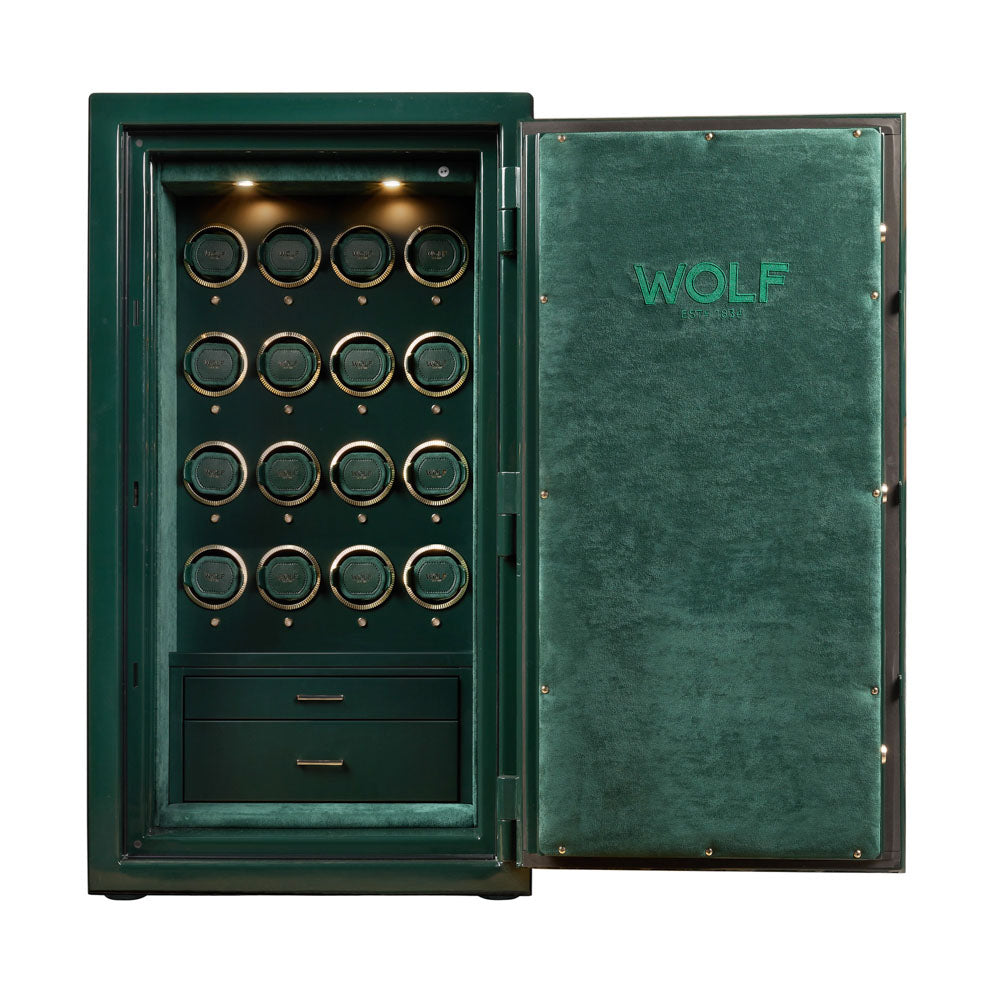 WOLF 1834 Atlas 16-Piece Watch Winder Safe – Green/Gold - Image 2